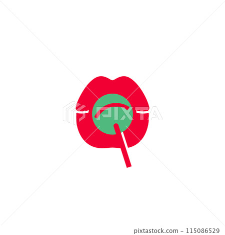 Mouth licking lollipop, female pout lips 115086529