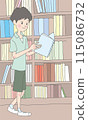 小學生在圖書館看書 115086732