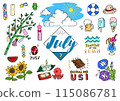 July handwritten illustrations 115086781