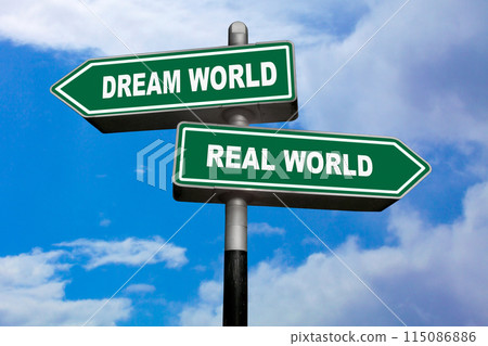 Dream world or Real world - Direction signs 115086886