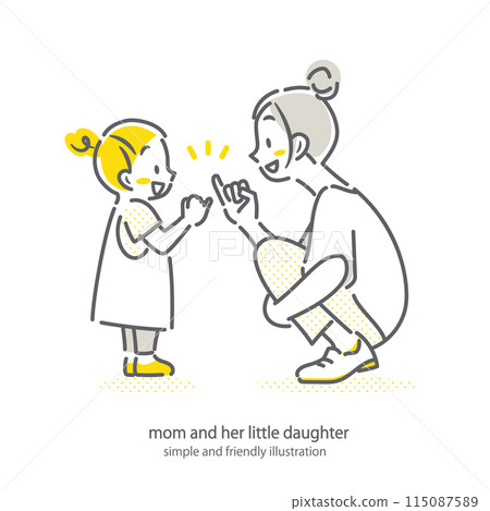 母親與女孩許下承諾 — 簡單時尚的線條畫插圖 母親與女孩許下承諾 — 簡單時尚的線條畫插圖 115087589