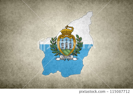 Map of San Marino with its flag printed on a paper 115087712