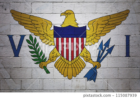 Flag of the United States Virgin Islands painted on a wall 115087939