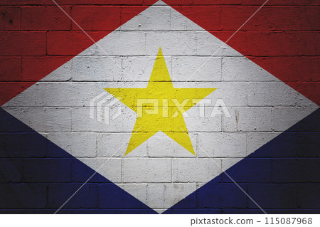 Flag of Saba painted on a wall Flag of Saba painted on a wall 115087968
