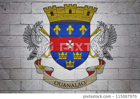 Flag of Saint Barthelemy painted on a wall Flag of Saint Barthelemy painted on a wall 115087970