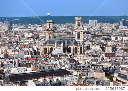 Aerial view of the Saint-Sulpice church in Paris 115087987