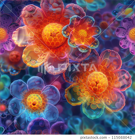 Abstract Wonderful Flowers Made From Organic Cells 115088042