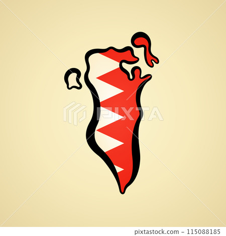 Bahrain - Map colored with flag 115088185