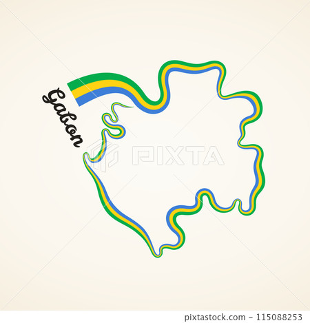 Gabon - Flag Ribbon Map 115088253