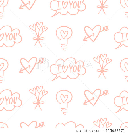 Romantic Valentines Day Love Cute Seamless Pattern 115088271