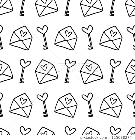 Envelope with Hearts Love Letters Seamless Pattern 115088274