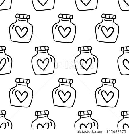 Jam Jars Doodles Love Valentine Seamless Pattern 115088275