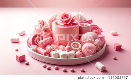 粉紅色甜點盤 115088757