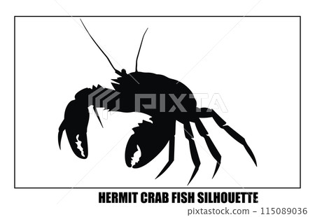 Silhouette Hermit crab animal, Hermit crab design vector silhouette 115089036