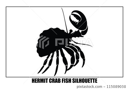 Silhouette Hermit crab animal, Hermit crab design vector silhouette 115089038