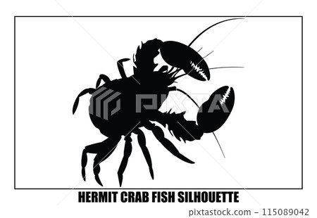 Silhouette Hermit crab animal, Hermit crab design vector silhouette Silhouette Hermit crab animal, Hermit crab design vector silhouette 115089042