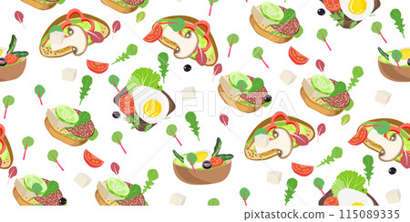 Set sandwiches seamless background 115089335