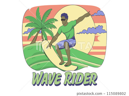 A man is surfing on a wave A man is surfing on a wave 115089802