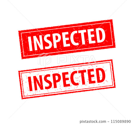 Inspected are written on red and white stamps. Grunge vintage Inspected square stamp Inspected are written on red and white stamps. Grunge vintage Inspected square stamp 115089890