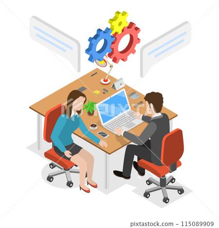 3D Isometric Flat Illustration of HR Professionals, Recruiting Agency or Headhunting Company. Item 1 3D Isometric Flat Illustration of HR Professionals, Recruiting Agency or Headhunting Company. Item 1 115089909