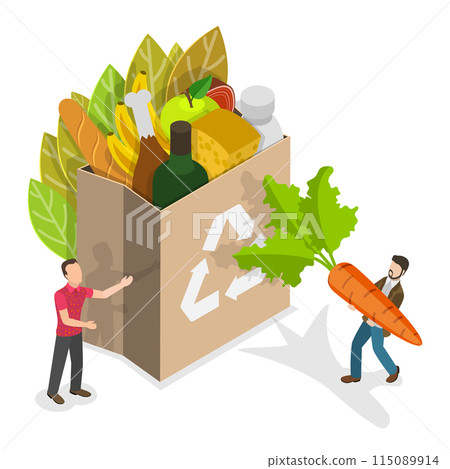 3D Isometric Flat Illustration of Sustainability Waste Management, Organic and Ecological Lifestyle. Item 2 115089914