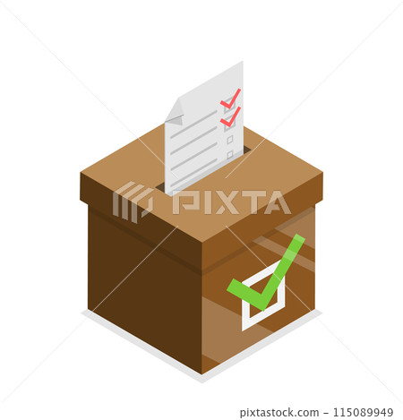3D Isometric Flat Illustration of Voting Box Set, Poll and Survey. Item 5 3D Isometric Flat Illustration of Voting Box Set, Poll and Survey. Item 5 115089949