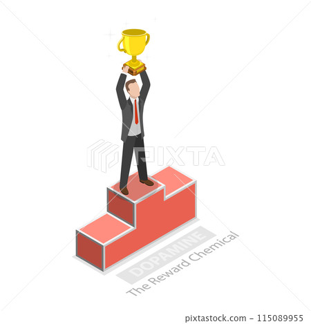 3D Isometric Flat Illustration of Happy Hormones, Brain Chemistry. Item 2 115089955