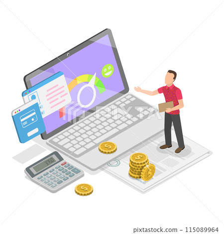 3D Isometric Flat Illustration of Bank Credit, Money Borrowing. Item 2 115089964