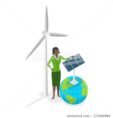 3D Isometric Flat Vector Illustration of Climate Change, Sustainable Lifestyle. Item 5 115089966