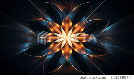 唯美炫丽的对称艺术感粒子3D花图片 115089974