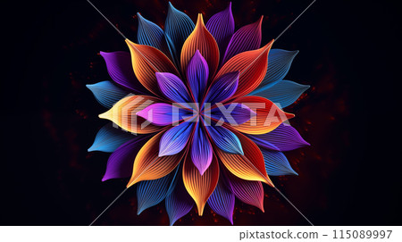 唯美炫丽的对称艺术感粒子3D花图片 唯美炫丽的对称艺术感粒子3D花图片 115089997