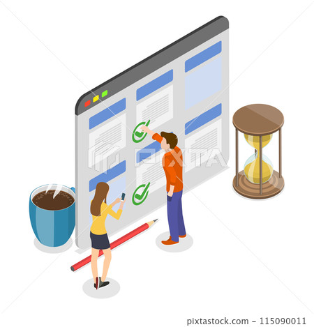 3D Isometric Flat Illustration of Schedule Planning, Appointments and Events. Item 2 3D Isometric Flat Illustration of Schedule Planning, Appointments and Events. Item 2 115090011