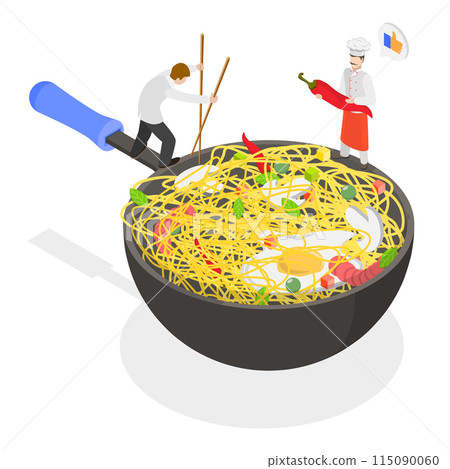 3D Isometric Flat Vector Illustration of Various Dishes, Different Food Set. Item 4 3D Isometric Flat Vector Illustration of Various Dishes, Different Food Set. Item 4 115090060