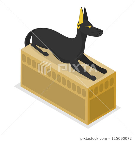 3D Isometric Flat Vector Set of Egypt Symbols, Old Civilization Archaeology Artifacts. Item 6 115090072