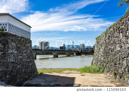 View of the Kuma River and Hitoyoshi cityscape from the ruins of Hitoyoshi Castle 115090103