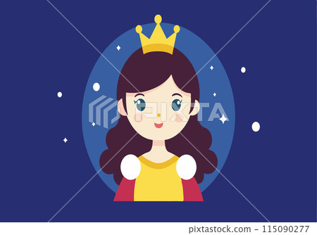 A cartoon girl with a crown on her head 115090277