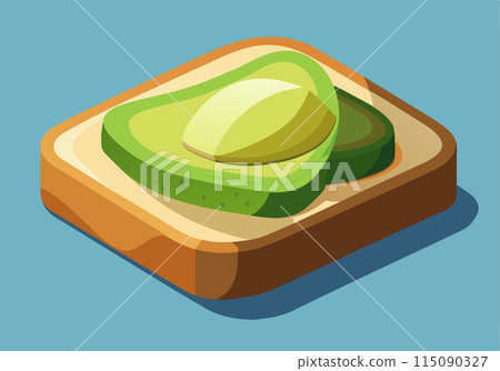 A slice of bread with a green avocado on top 115090327