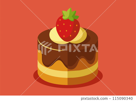 A chocolate cake with a strawberry on top 115090340