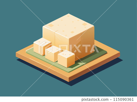 A close up of a block of butter on a wooden table 115090361