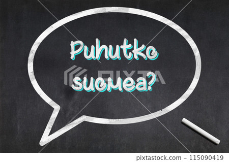 Do you speak Finnish drawn on a blackboard 115090419