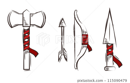 Set of medieval weapons icons Vector Set of medieval weapons icons Vector 115090479
