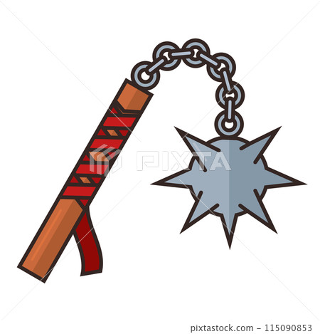 Colored mace medieval weapon icon Vector Colored mace medieval weapon icon Vector 115090853