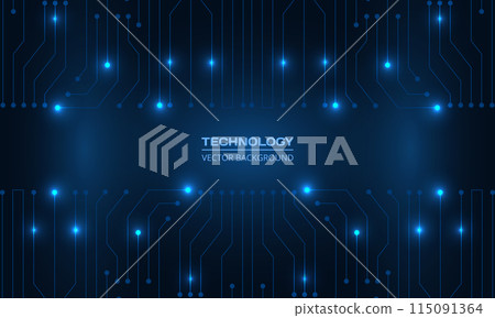 Abstract dark blue technology background with circuit board and glowing lights. Futuristic digital technology concept 115091364