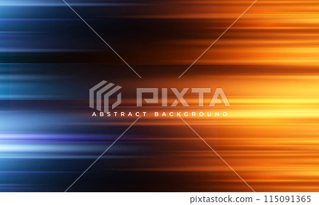 Blue and orange modern abstract background with yellow and blue glowing movement and high-speed light effect. 115091365