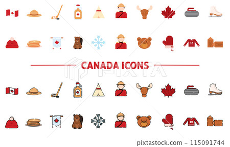 Set of colored canada icons Vector Set of colored canada icons Vector 115091744