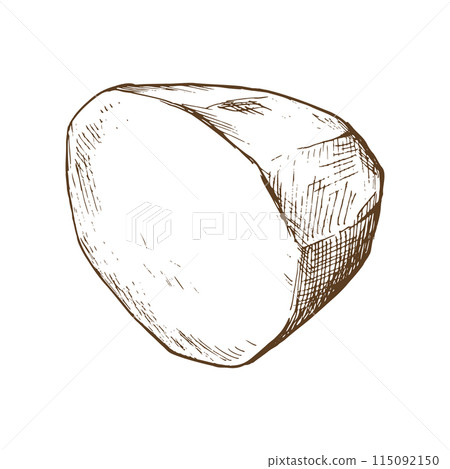 White potatoes, half of the tuber peeled. Graphic illustration hand drawn in brown ink. Isolated object EPS vector. on the theme of harvest, cooking, food, packaging, vegetable shop design. White potatoes, half of the tuber peeled. Graphic illustration hand drawn in brown ink. Isolated object EPS vector. on the theme of harvest, cooking, food, packaging, vegetable shop design. 115092150