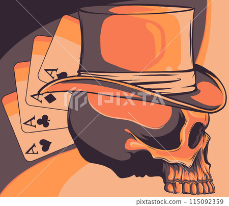 Poker face-Skull and four aces vector illustration Poker face-Skull and four aces vector illustration 115092359