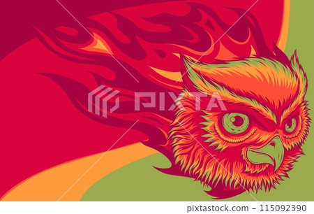 vector illustration of owl head with flames vector illustration of owl head with flames 115092390