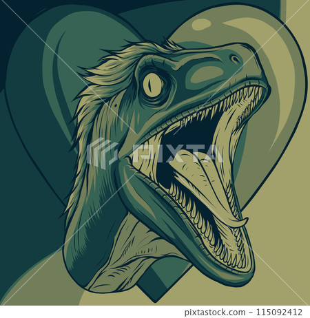 vector illustration of Raptor head with heart sign vector illustration of Raptor head with heart sign 115092412