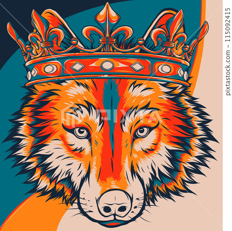 vector illustration of king wolf on white background vector illustration of king wolf on white background 115092415